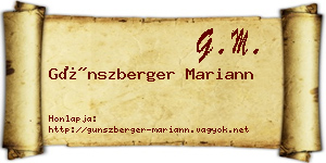 Günszberger Mariann névjegykártya